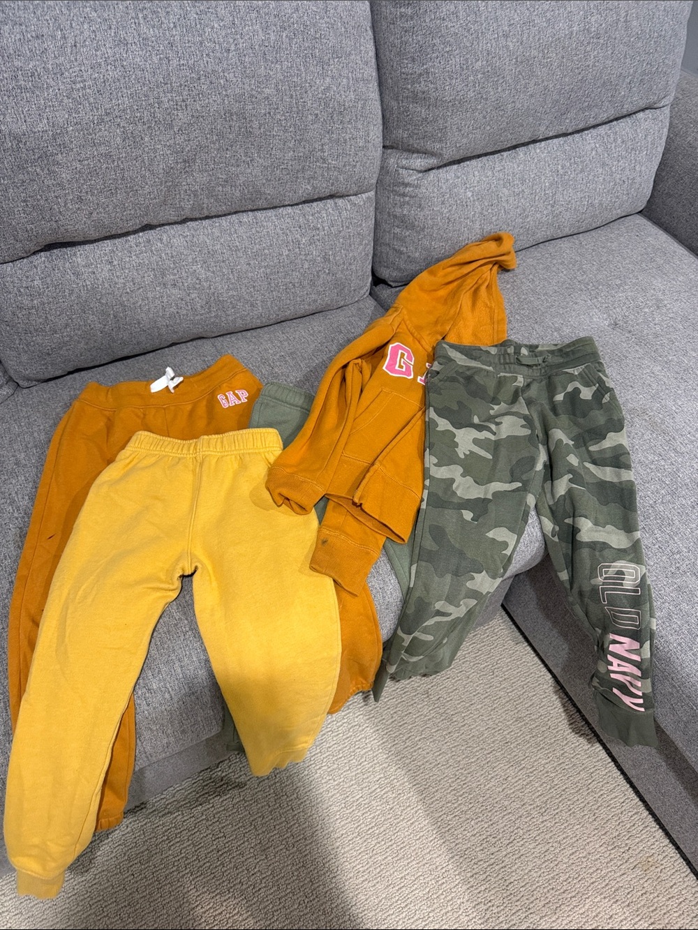 GAP Kids Mustard, Yellow & Camo Joggers Bundle